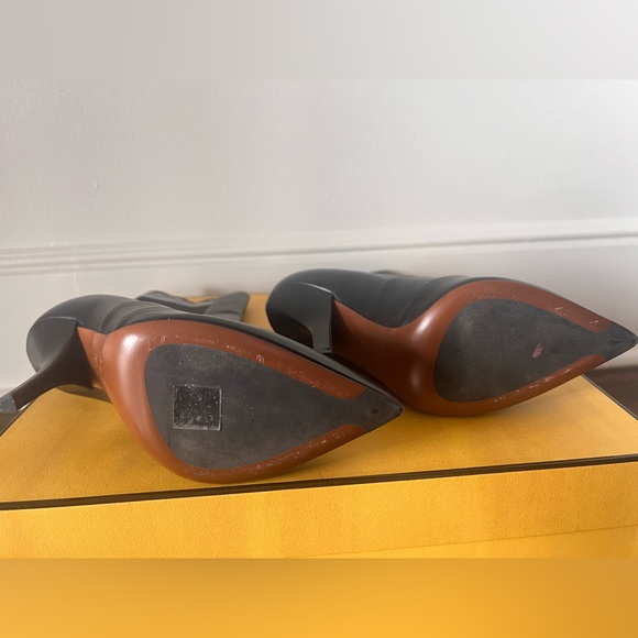 Fendi Leather Stretch Knit Ankle Boots Heels, 37.5 - Picture 6 of 10